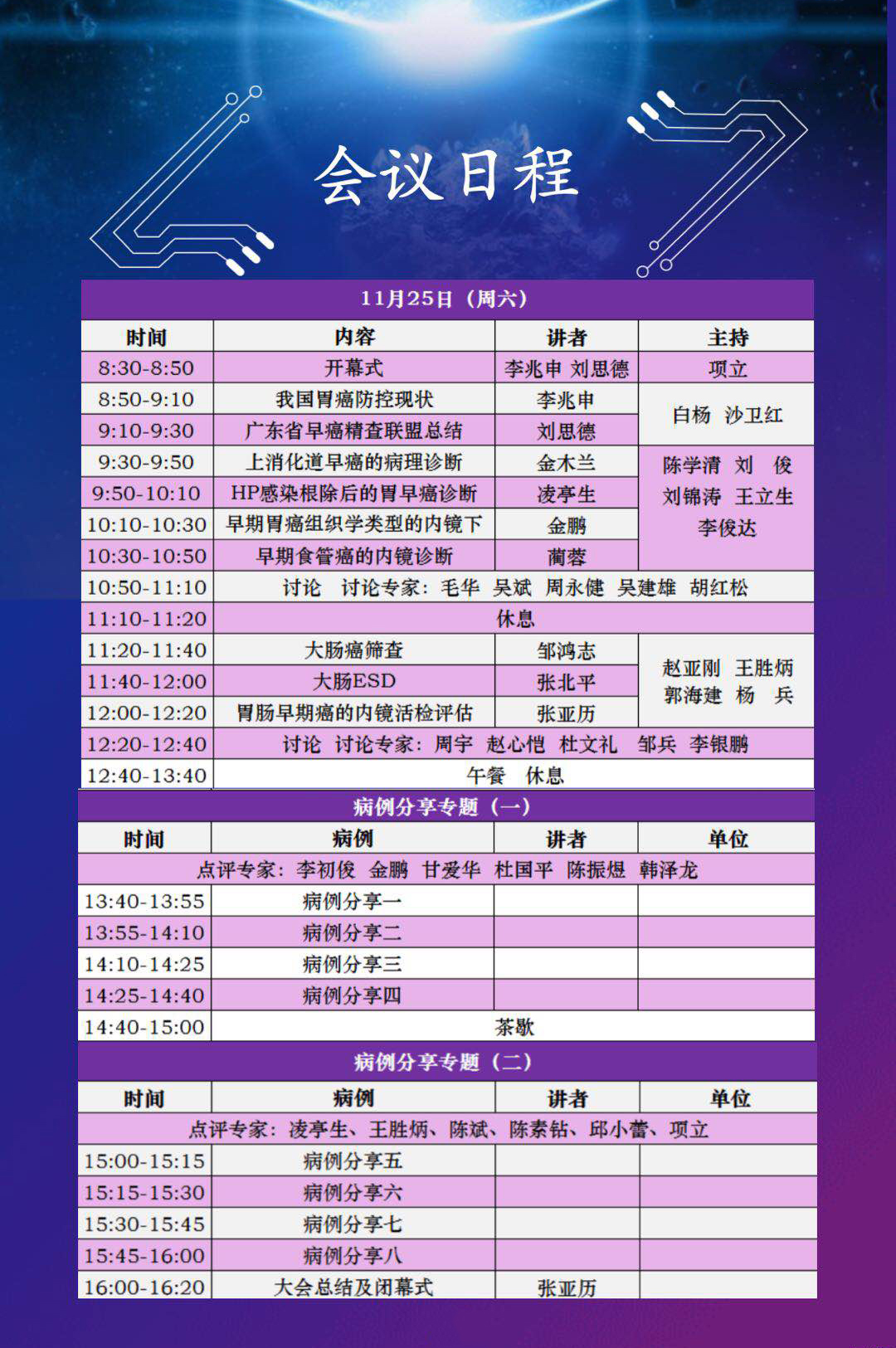 2017广东省胃镜早癌精查联盟学术年会医疗网络视频直播、转播会议议程图